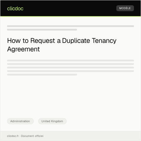 Document preview: Request for Duplicate Tenancy Agreement — Administration, United Kingdom