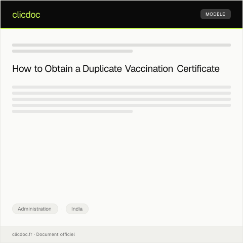 Document preview: Request for Duplicate Vaccination Certificate from National Immunization Registry — Administration, India