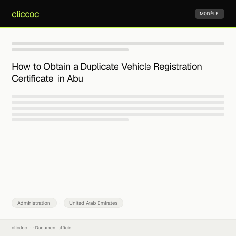 Document preview: Request for Duplicate of Vehicle Registration Certificate in Abu Dhabi — Administration, United Arab Emirates