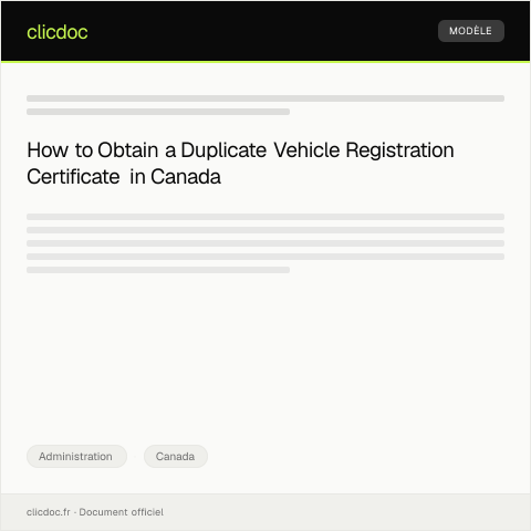 Document preview: Request for Duplicate Vehicle Registration Certificate — Administration, Canada