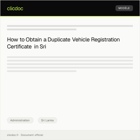 Document preview: Request for Duplicate of Vehicle Registration Certificate — Administration, Sri Lanka