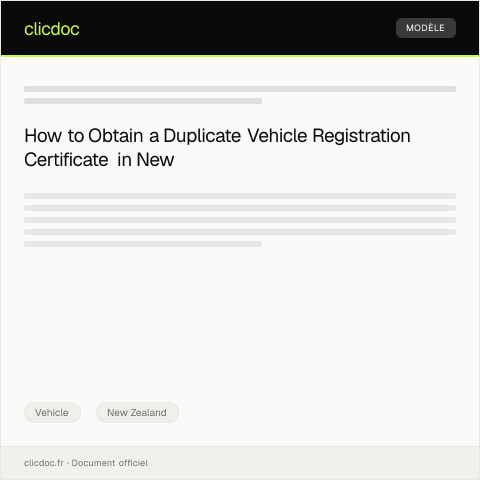 Document preview: Request for Duplicate Vehicle Registration Certificate — Vehicle, New Zealand