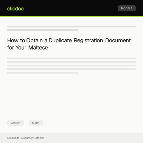 Document preview: Request for Duplicate Registration Document for Maltese Vehicle — Vehicle, Malta