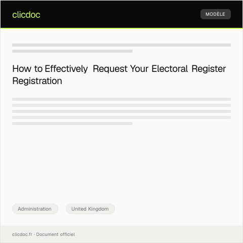 Document preview: Request for Electoral Register Registration — Administration, United Kingdom