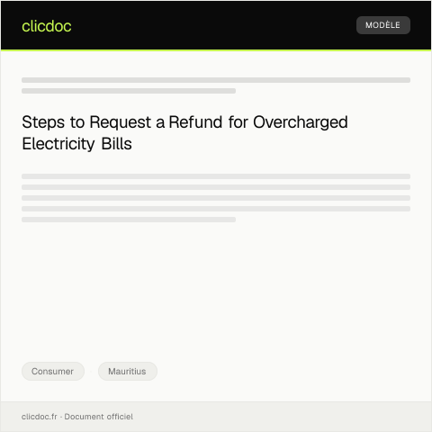 Document preview: Demand for Refund of Overcharged Electricity Bill from CEB — Consumer, Mauritius