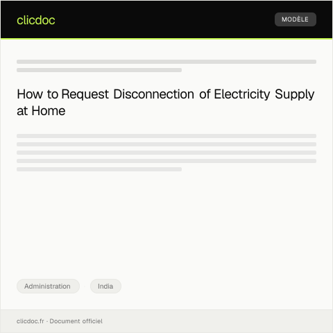 Document preview: Request for Disconnection of Electricity Supply at Residential Address — Administration, India