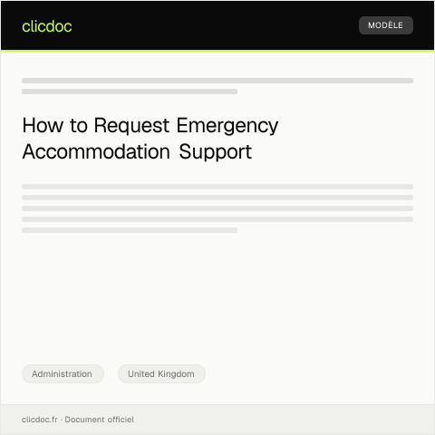 Document preview: Request for Assistance with Emergency Accommodation — Administration, United Kingdom