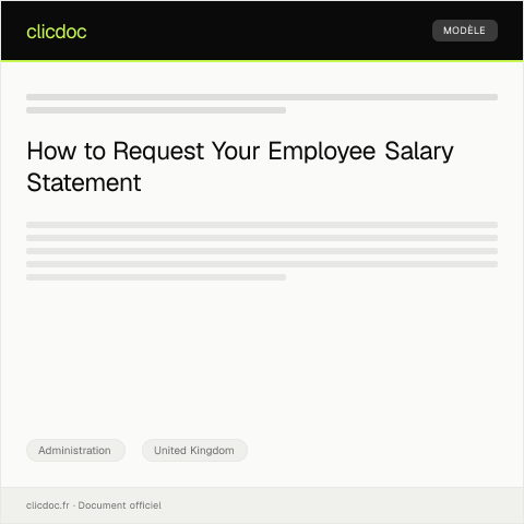 Document preview: Request for Employee Salary Statement — Administration, United Kingdom