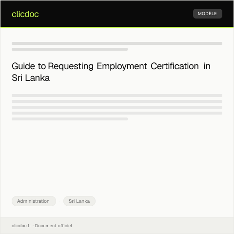 Document preview: Request for Issue of Employment Certification from Employer — Administration, Sri Lanka
