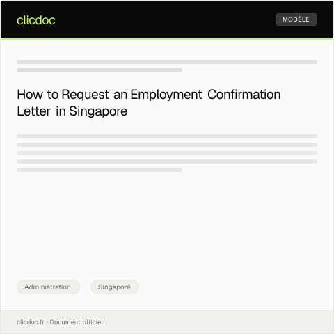 Document preview: Request for Employment Confirmation Letter from Employer — Administration, Singapore