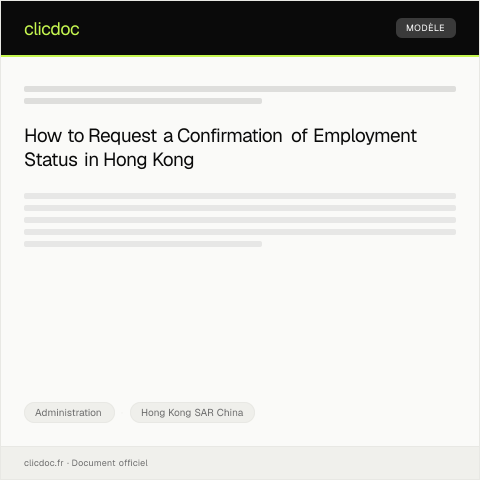 Document preview: Request for Letter of Confirmation of Employment Status — Administration, Hong Kong SAR China
