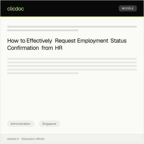 Document preview: Request for Confirmation of Employment Status from HR — Administration, Singapore