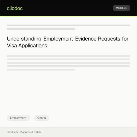 Document preview: Request for Evidence of Employment for Visa Processing — Employment, Ghana