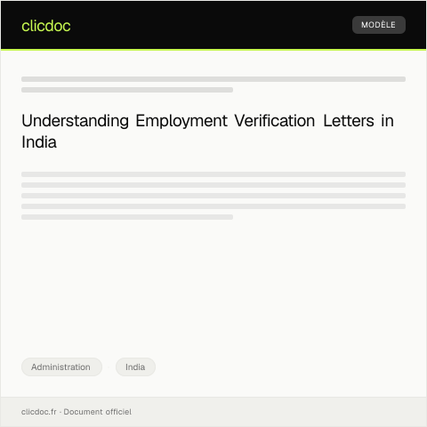 Document preview: Request for Employment Verification Letter from Employer — Administration, India