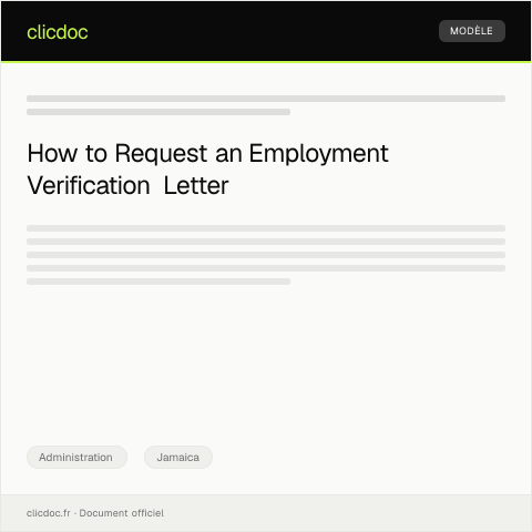 Document preview: Request for Employment Verification Letter from Employer — Administration, Jamaica