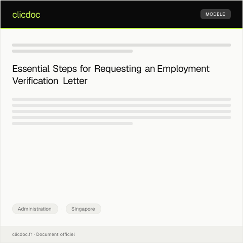 Document preview: Request for Employment Verification Letter from Employer — Administration, Singapore