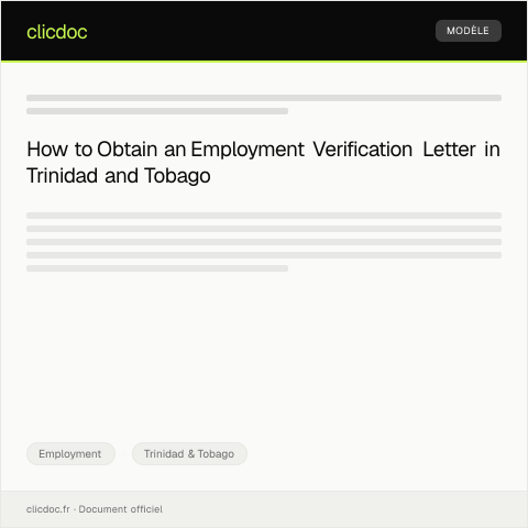 Document preview: Request for Employment Verification Letter for Visa Application — Employment, Trinidad & Tobago