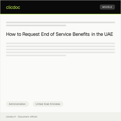Document preview: Request for End of Service Benefits Calculation from Ministry of Human Resources — Administration, United Arab Emirates