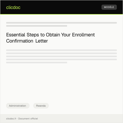 Document preview: Request for Enrollment Confirmation Letter from University — Administration, Rwanda