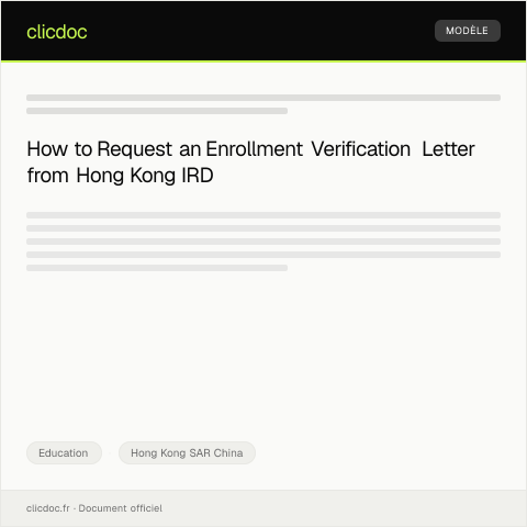 Document preview: Request for Enrollment Verification Letter for Overseas Institution — Education, Hong Kong SAR China