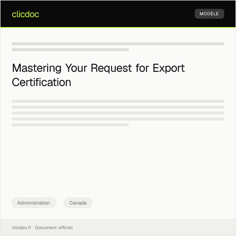 Document preview: Request for Export Certification / Demande de certificat d’exportation — Administration, Canada