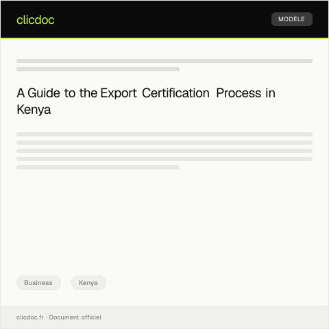 Document preview: Request for Export Certification (Form EXC-KE027) — Business, Kenya