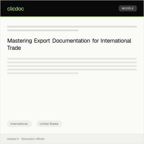 Document preview: Request for Export Documentation for Trade — International, United States