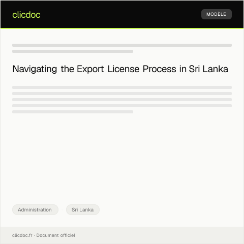 Document preview: Request for Export License for Local Goods to International Markets — Administration, Sri Lanka