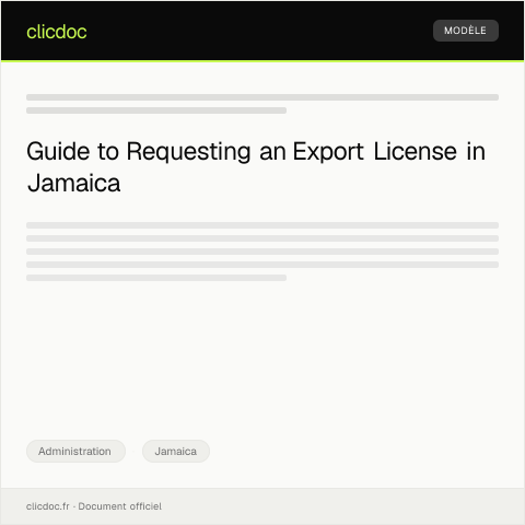 Document preview: Request for Export License from Jamaica Customs Agency — Administration, Jamaica