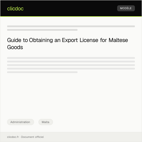 Document preview: Request for Export License for Maltese Goods at the Export Development Malta — Administration, Malta