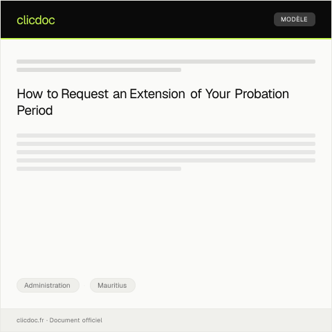 Document preview: Request for Extension of Probation Period at the Ministry of Labour — Administration, Mauritius