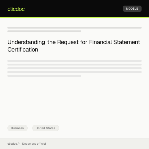 Document preview: Request for Financial Statement Certification — Business, United States