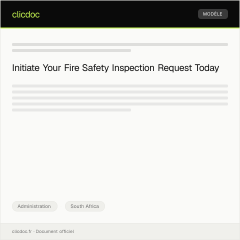 Document preview: Request for Fire Safety Inspection at Commercial Property — Administration, South Africa
