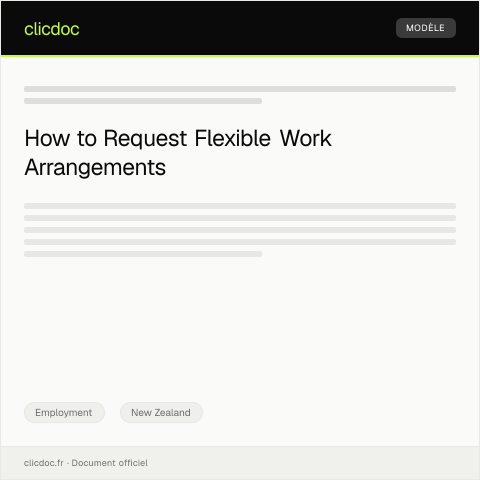 Document preview: Request for Flexible Work Arrangements / Tono mō ngā whakarerekētanga wā mahi — Employment, New Zealand