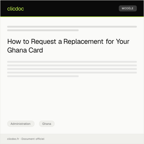 Document preview: Request for Ghana Card Replacement Due to Loss from National Identification Authority — Administration, Ghana