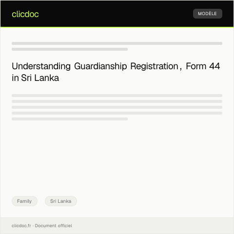 Document preview: Request for Guardianship Registration – Form 44 — Family, Sri Lanka