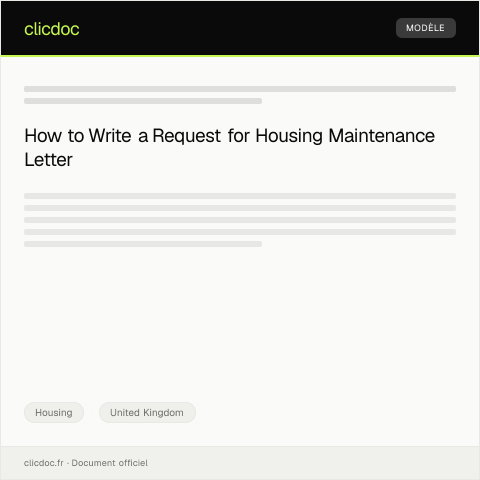 Document preview: Request for Housing Maintenance — Housing, United Kingdom