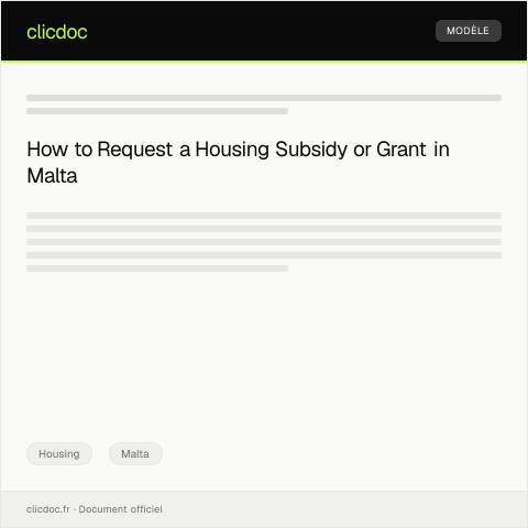 Document preview: Request for Housing Subsidy or Grant — Housing, Malta