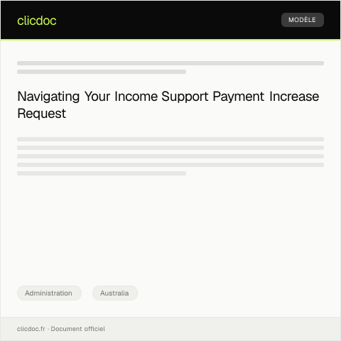 Document preview: Request for Income Support Payment Increase — Administration, Australia