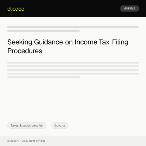 Document preview: Request for Assistance with Income Tax Filing from Guyana Revenue Authority — Taxes & social benefits, Guyana