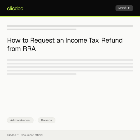 Document preview: Request for Income Tax Refund from Rwanda Revenue Authority — Administration, Rwanda