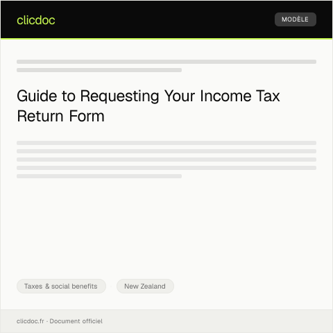 Document preview: Request for Income Tax Return Form for the Fiscal Year — Taxes & social benefits, New Zealand