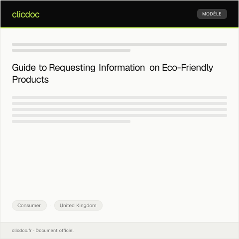Document preview: Request for Information on Eco-Friendly Products — Consumer, United Kingdom