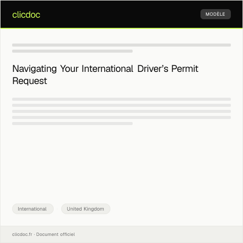 Document preview: Request for International Driver’s Permit Recognition — International, United Kingdom