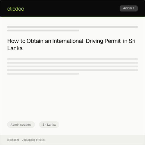 Document preview: Request for Issuance of International Driving Permit — Administration, Sri Lanka