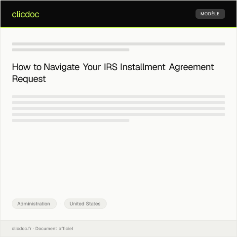 Document preview: Request for IRS Installment Agreement for Tax Debt — Administration, United States