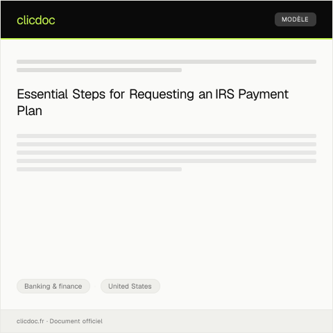 Document preview: Request for IRS Payment Plan — Banking & finance, United States