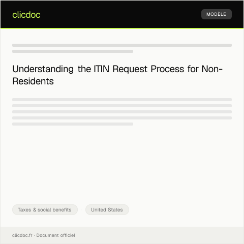 Document preview: Request for Taxpayer Identification Number (ITIN) — Taxes & social benefits, United States