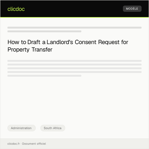 Document preview: Request for Landlord's Consent for Property Transfer in Johannesburg — Administration, South Africa