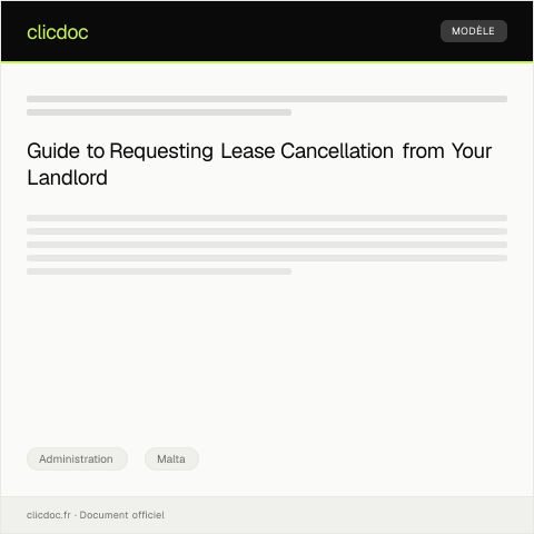 Document preview: Request for Official Statement of Lease Cancellation from Landlord — Administration, Malta